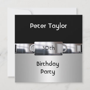 Invitation Chrome Métal Argent Homme 30e Anniversaire Homme