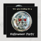 INVITATION CHROME SKULL HALLOWEEN PARTY (Devant / Derrière)