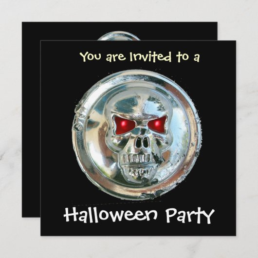 INVITATION CHROME SKULL HALLOWEEN PARTY (Devant / Derrière)