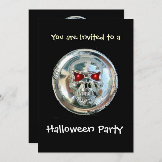 INVITATION CHROME SKULL HALLOWEEN PARTY (Devant / Derrière)