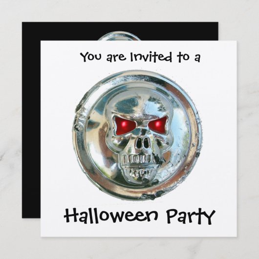 INVITATION CHROME SKULL HALLOWEEN PARTY (Devant / Derrière)