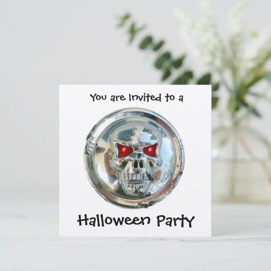 INVITATION CHROME SKULL HALLOWEEN PARTY (Debout devant)
