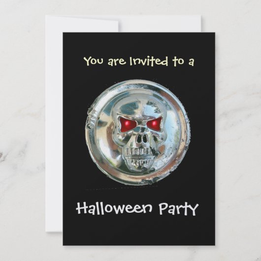 Invitation CHROME SKULL HALLOWEEN PARTY Ice Metallic (Devant)