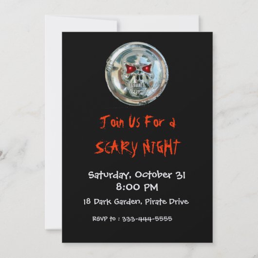 Invitation CHROME SKULL HALLOWEEN PARTY Ice Metallic (Dos)