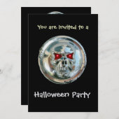 Invitation CHROME SKULL HALLOWEEN PARTY Ice Metallic (Devant / Derrière)