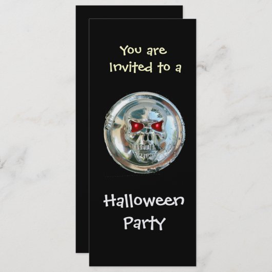 Invitation CHROME SKULL HALLOWEEN PARTY Ice Metallic (Devant / Derrière)