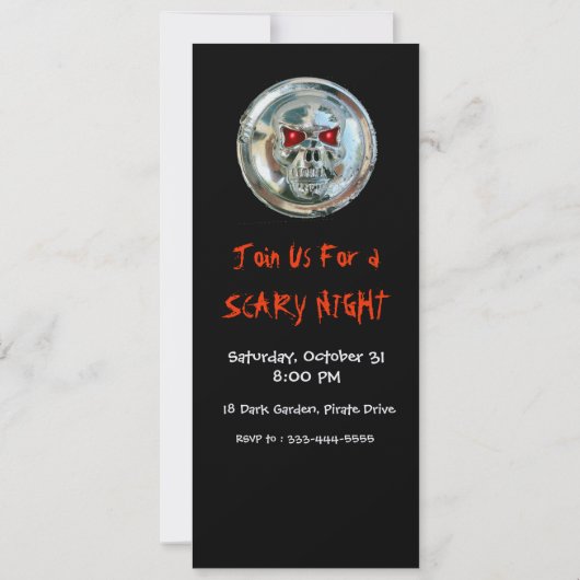 Invitation CHROME SKULL HALLOWEEN PARTY Ice Metallic (Dos)