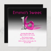 Invitation Chromome et bonbons rose Sweet 16 (Devant / Derrière)