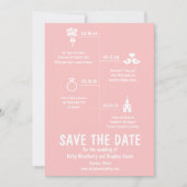 Invitation Chronologie de la relation rose mariage Save the D (Devant)
