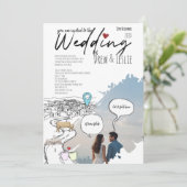 Invitation Chronologie de l'amour moderne Mariage illustré (Debout devant)