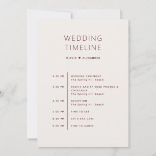 Invitation Chronologie de mariage en ivoire doux Itinéraire