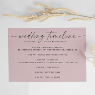 Invitation Chronologie de mariage minimaliste rose poussiéreu