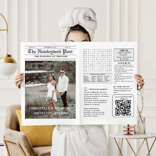 Invitation Chronologie du Mariage de journal et infographie d
