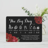 Invitation Chronologie du Mariage des roses blanches et rouge (Debout devant)