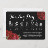 Invitation Chronologie du Mariage des roses blanches et rouge (Devant)