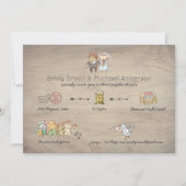 Invitation Chronologie Fantaisiste Fête de Mariage Rustique A (Devant)