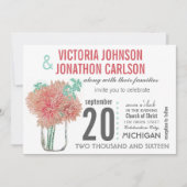 Invitation Chrysanthème de corail et de menthe dans un bocal  (Devant)