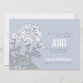 Invitation Chrysanthème de mariage blanc gris reprogrammé (Devant)
