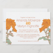 Invitation Chrysanthème de mariage blanc orange reporté (Dos)