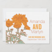 Invitation Chrysanthème de mariage blanc orange reprogrammé (Devant)