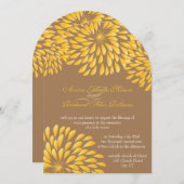 Invitation Chrysanthème floral moderne gris et jaune (Devant / Derrière)