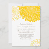 Invitation Chrysanthème jaune blanc Mariage QR RSVP simple (Devant)