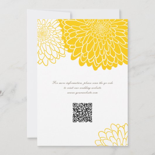 Invitation Chrysanthème jaune blanc QR Code Enregistrer la da (Dos)