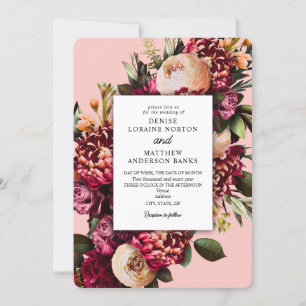 Invitation Chrysanthème romantique sur Gossamer Pink