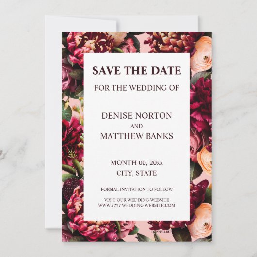 Invitation Chrysanthème romantique sur Gossamer Pink Date de (Dos)