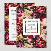 Invitation Chrysanthème romantique sur Gossamer Pink Date de (Devant / Derrière)