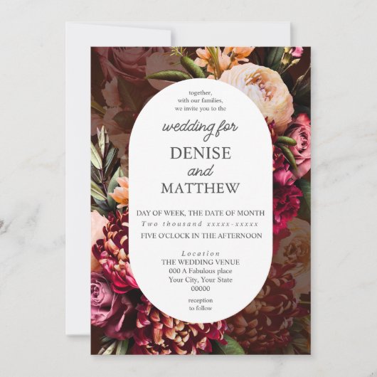 Invitation Chrysanthème romantique sur le Mariage du vin (Devant)