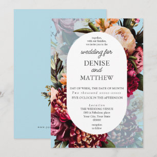 Invitation Chrysanthème romantique sur Spun Sugar Blue