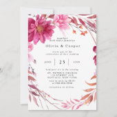 Invitation Chrysanthème rose chaud Mariage de couronne (Devant)