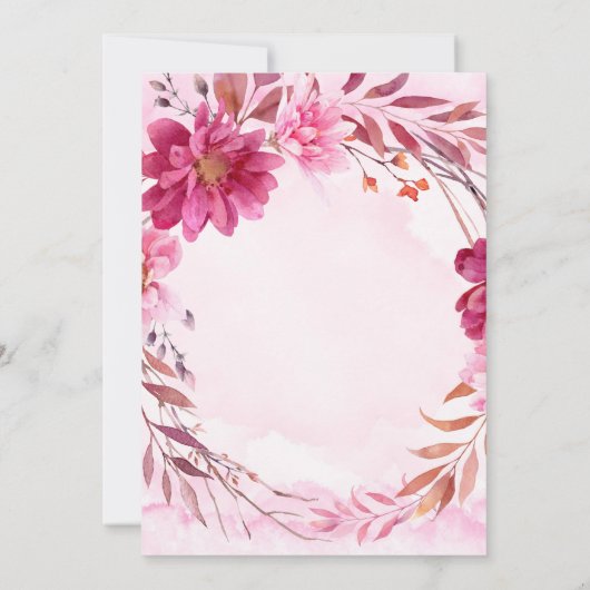Invitation Chrysanthème rose chaud Mariage de couronne (Dos)