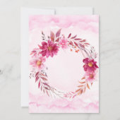 Invitation Chrysanthème rose chaud Mariage floral (Dos)