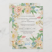 Invitation Chrysanthème Rose flou Chrysanthème (Devant / Derrière)