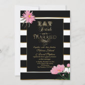 Invitation Chrysanthème rose mariage Blancs noirs (Devant)