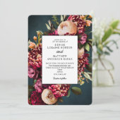 Invitation Chrysanthème sur Mariage Turquoise (Debout devant)