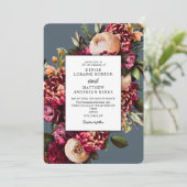 Invitation Chrysanthème sur Midnight Turquoise (Debout devant)