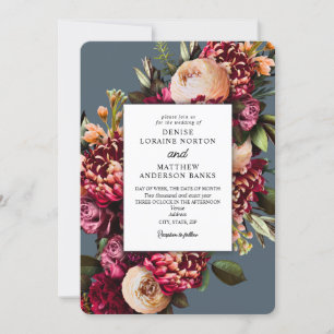 Invitation Chrysanthème sur Midnight Turquoise