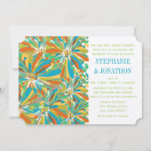 Invitation Chrysanthème Turquoise orange vert moderne (Devant)