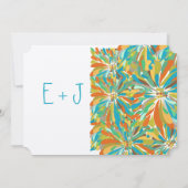Invitation Chrysanthème Turquoise orange vert moderne (Dos)