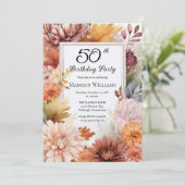 Invitation Chrysanthèmes Pivoines Floral 50e anniversaire (Debout devant)