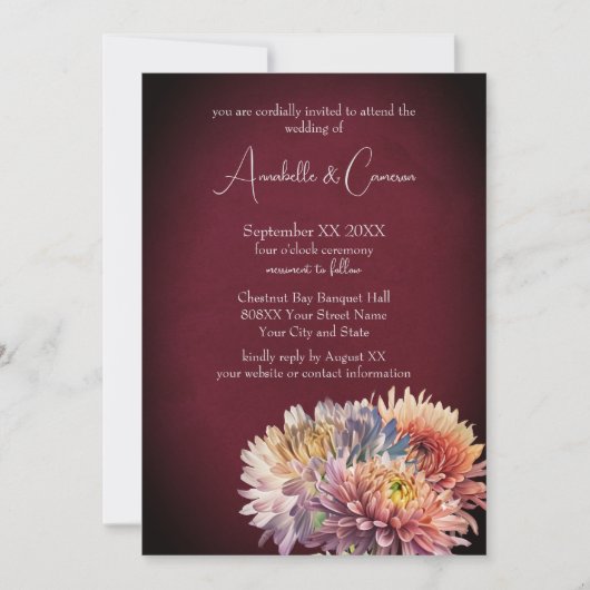 Invitation Chrysanthèmes romantiques sur la Bourgogne (Devant)