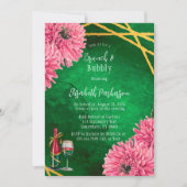 Invitation Chrysanthèmes rose Brunch géométrique & Bubbly (Devant)