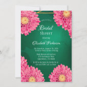 Invitation Chrysanthèmes rose Fête des mariées géométrique (Devant)