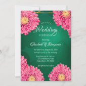 Invitation Chrysanthèmes rose Fête du Mariage géométrique (Devant)