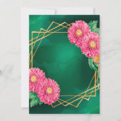 Invitation Chrysanthèmes rose Fête du Mariage géométrique (Dos)