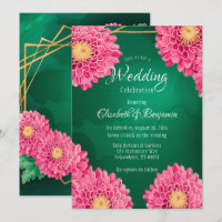 Chrysanthèmes rose Fête du Mariage géométrique