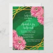 Invitation Chrysanthèmes rose Géométrique Bridesmaiers Déjeun (Devant)